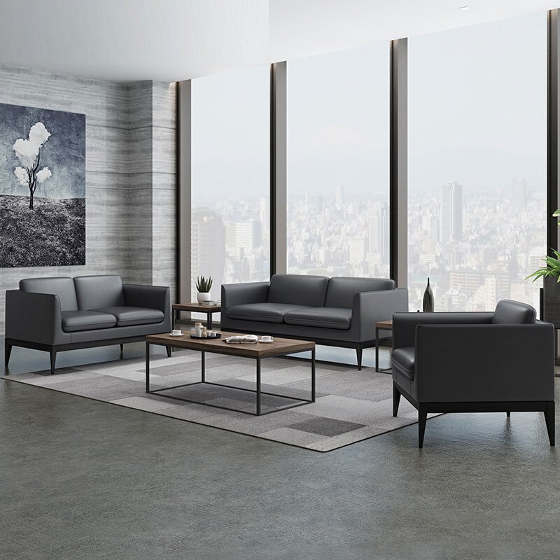 Office modern minimalist visitor business reception sofa coffee table combination