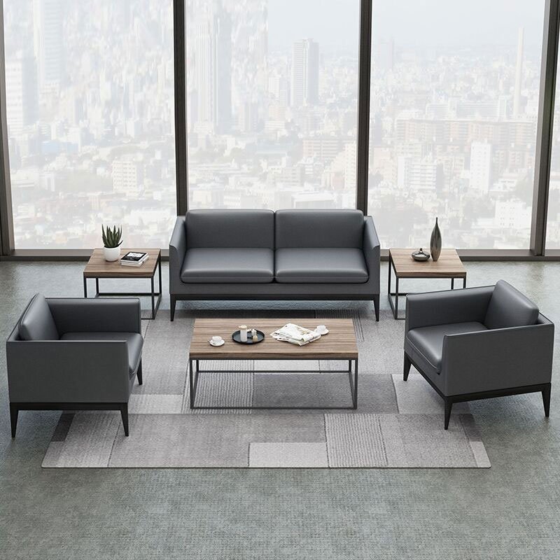 Office modern minimalist visitor business reception sofa coffee table combination