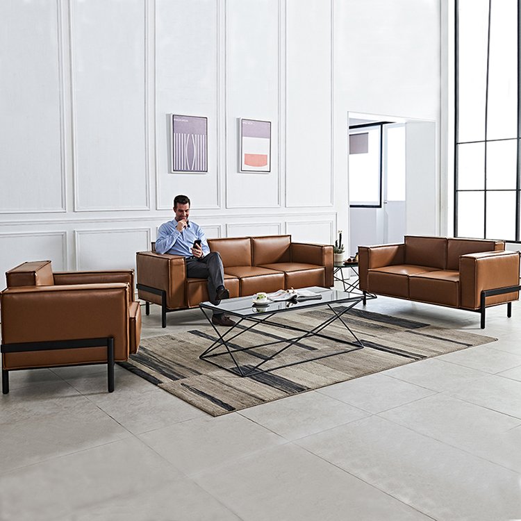 Wholesale Commercial office Furniture General Modern PU Leather Office Sofa Waiting Room Reception Sofa