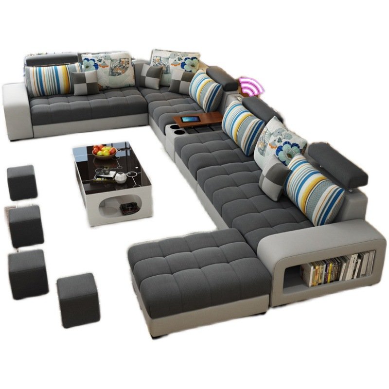Nordic Design Hot Selling Simple Linen Fabric Sectional Sofa Living Room Home Technology Cloth Sofa Set