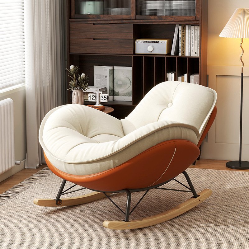 Modern Comfortable Adult Recliner Light Luxury Metal Rocking Chair for Dining Balcony Lazy Sofa for Living Room Leisure Design