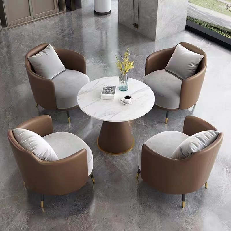 Hotel Lobby Sofa Lounge Area Reception Small Round Table Sofa Negotiation Table and Chair Combination Sofa Sets Chinese Style