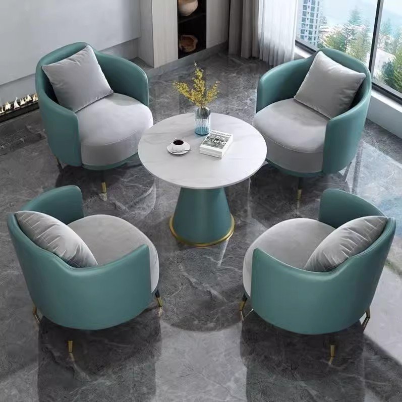 Hotel Lobby Sofa Lounge Area Reception Small Round Table Sofa Negotiation Table and Chair Combination Sofa Sets Chinese Style