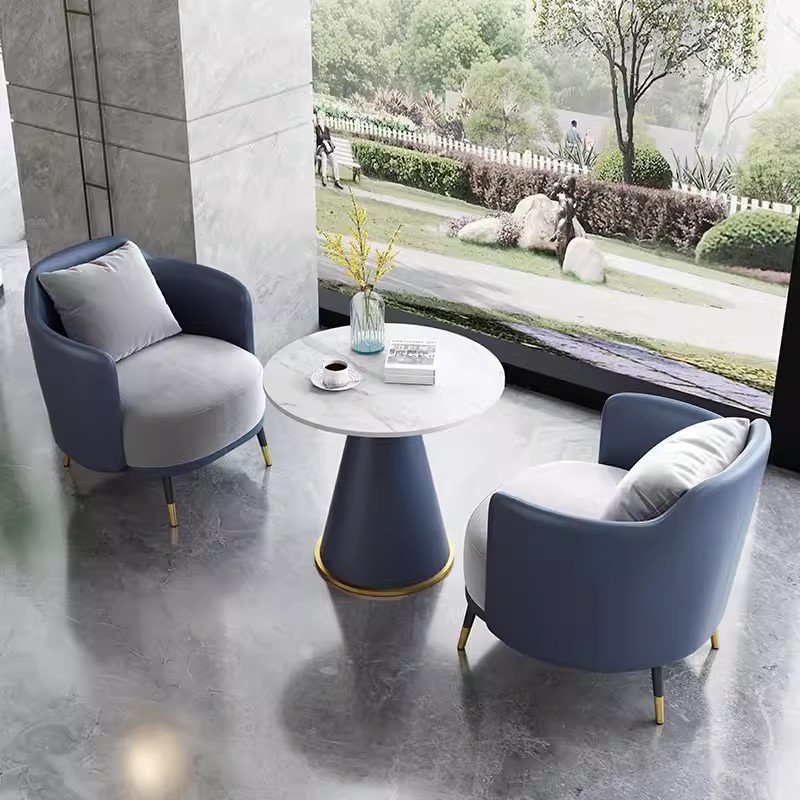Hotel Lobby Sofa Lounge Area Reception Small Round Table Sofa Negotiation Table and Chair Combination Sofa Sets Chinese Style