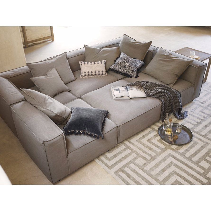 High quality modern grey thick modular six piece furniture set home living room modular sofa