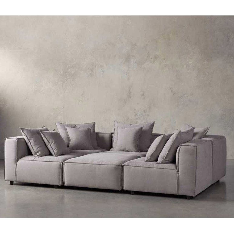 High quality modern grey thick modular six piece furniture set home living room modular sofa