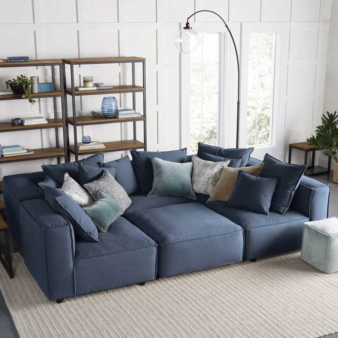 High quality modern grey thick modular six piece furniture set home living room modular sofa