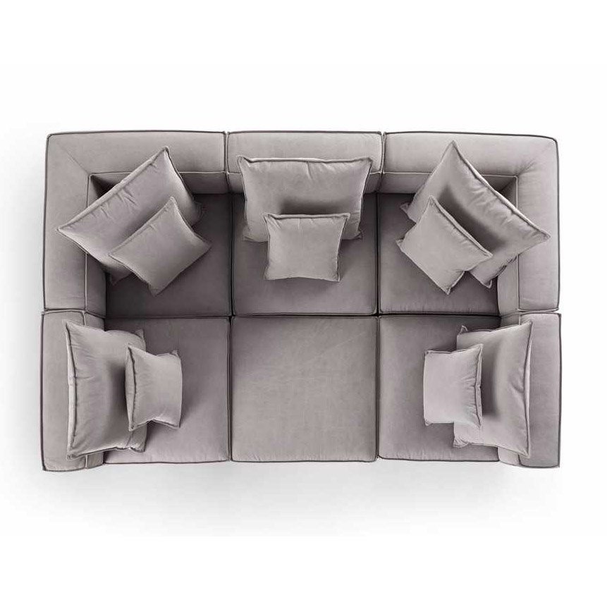 High quality modern grey thick modular six piece furniture set home living room modular sofa