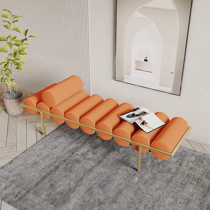 WISEMAX Modern Luxury Velvet Bench Bedhead Stool for Bedroom Home Office with Metal Legs Living Room Sofa Lazy Leisure Furniture