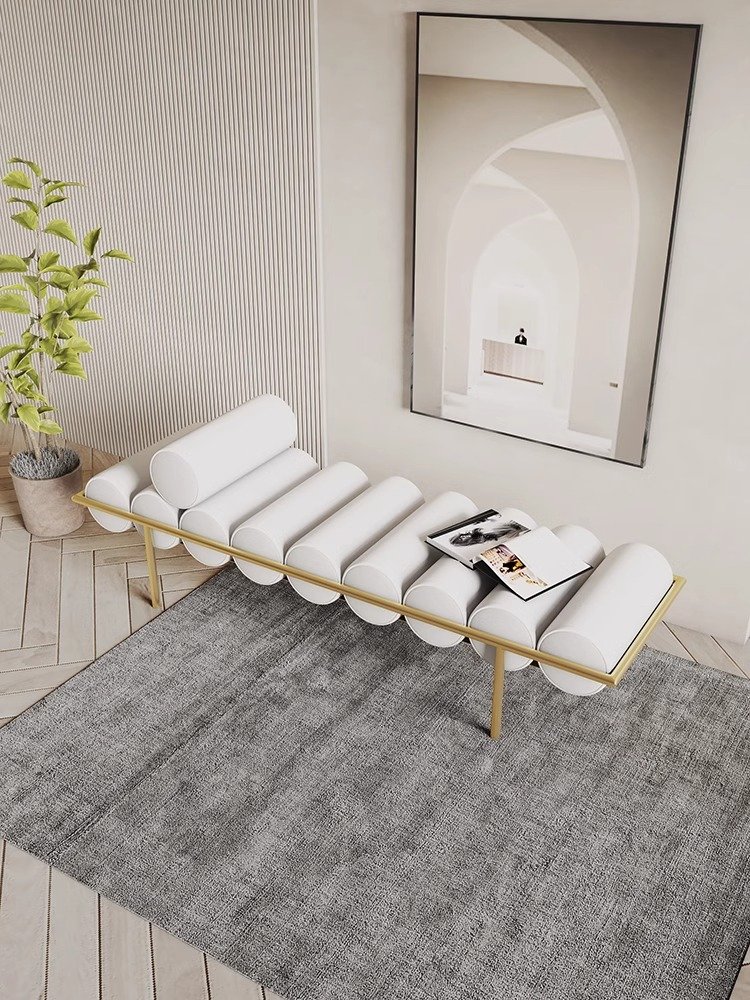 WISEMAX Modern Luxury Velvet Bench Bedhead Stool for Bedroom Home Office with Metal Legs Living Room Sofa Lazy Leisure Furniture
