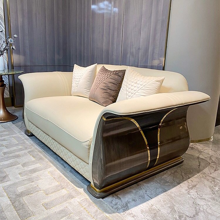 High quality Upholstery Modern Luxury Real Leather Sofa Set Wood And Leather Sofa for villa