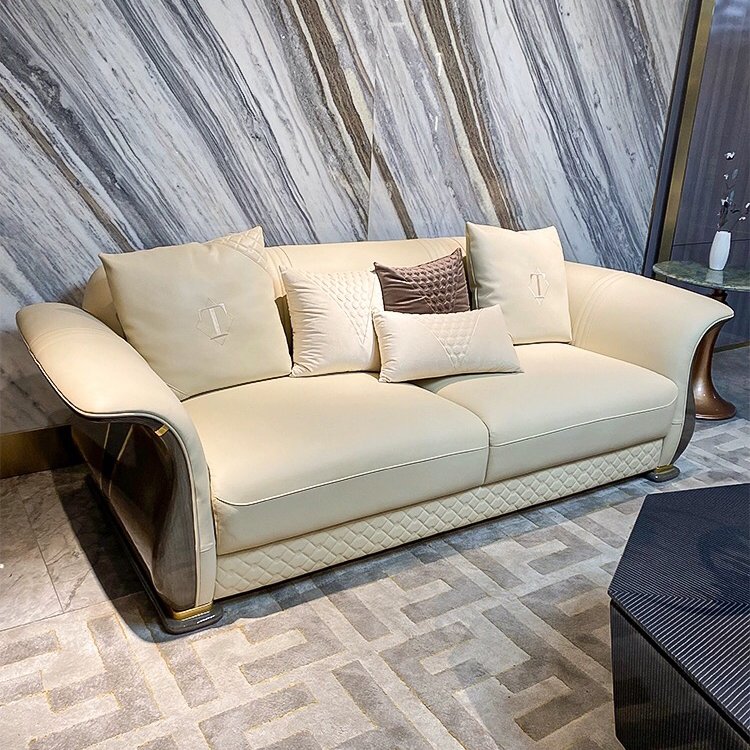 High quality Upholstery Modern Luxury Real Leather Sofa Set Wood And Leather Sofa for villa