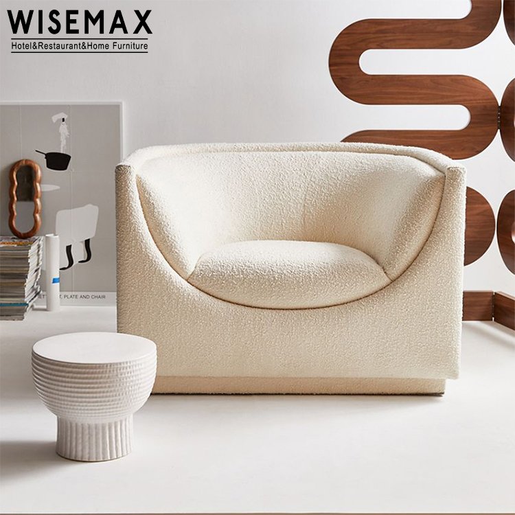 WISEMAX FURNITURE nordic modern leisure curved design sofa chair creative recliner single sofa