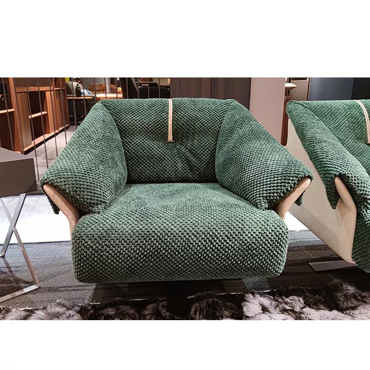 Fashion furniture office sofa Living Room Furniture Sofas Set Modern Rotatable Stainless Steel Frame Lounge Chair With Ottoman