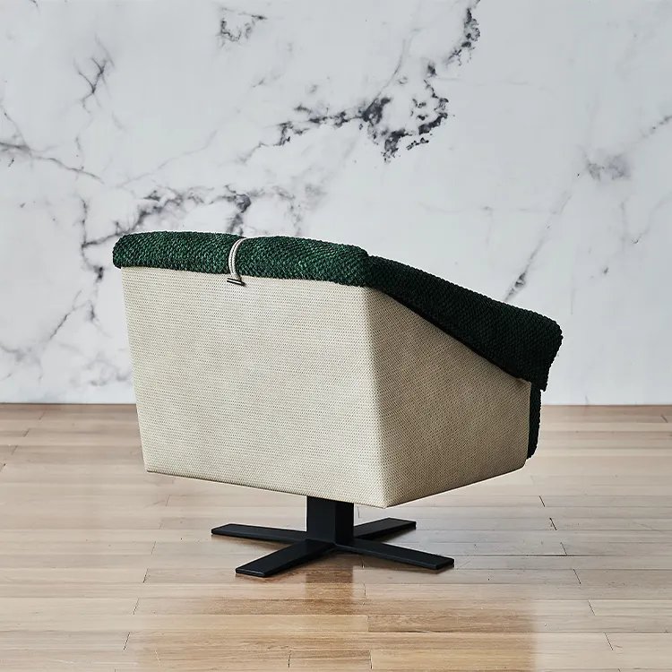 Fashion furniture office sofa Living Room Furniture Sofas Set Modern Rotatable Stainless Steel Frame Lounge Chair With Ottoman