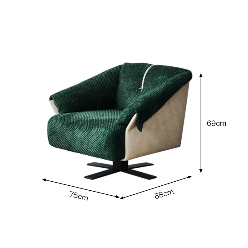 Fashion furniture office sofa Living Room Furniture Sofas Set Modern Rotatable Stainless Steel Frame Lounge Chair With Ottoman