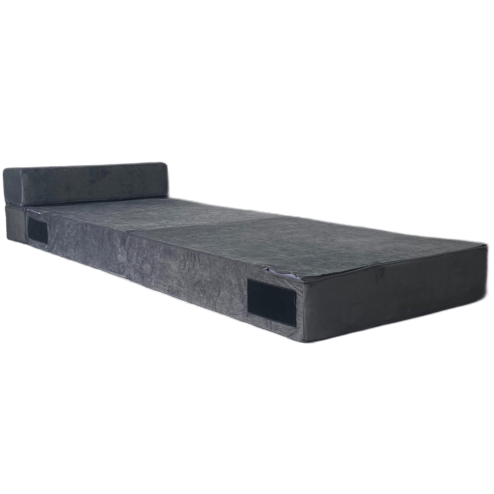Dark Gray Convertible Memory Foam Compressed Folding Chair Sleeper Sofa Bed Couch for Office Home Soft Cushions Living Room