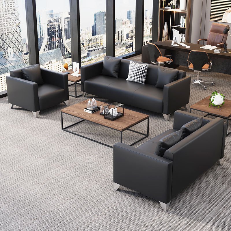 Factory Wholesales Modular Office Sofas Black Leather Modern Sofa Office Sofa Set