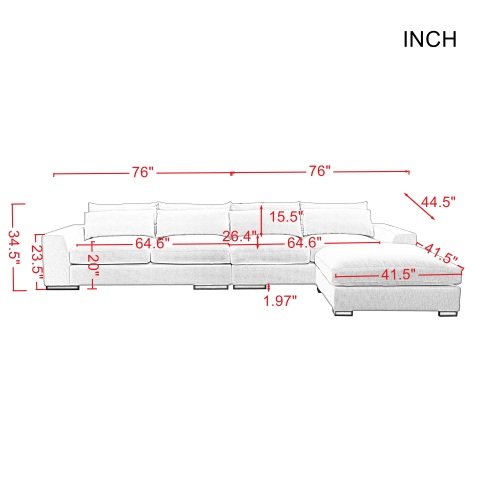 Modern luxury couch linen fabric light grey down feather modular corner sectional couch for living room
