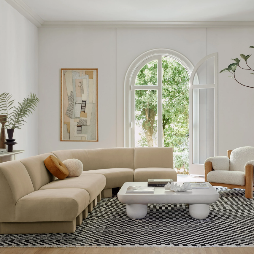 Sofa Living Room Furniture White Feather Cream Beige Fabric Sectional Recliner Sofas