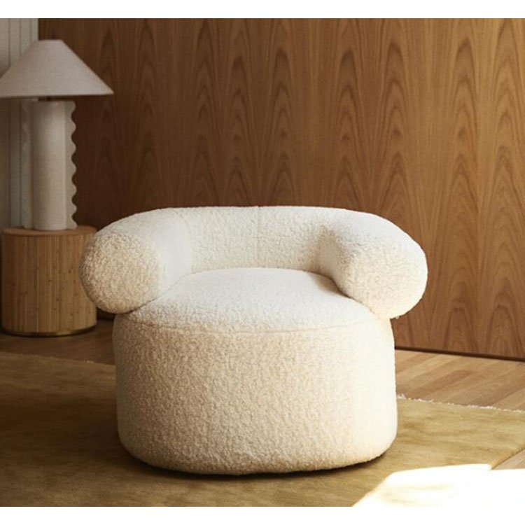 Hot Sales Classic Design Cream Boucle Velvet Armchair Accent Sofa Set Single Hotel Leisure Chair Living Room furniture
