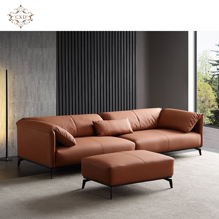 Luxury Italian 3 Seater Living Room Upholstery Furniture Set Modern Combination Leather Leisure Sofa