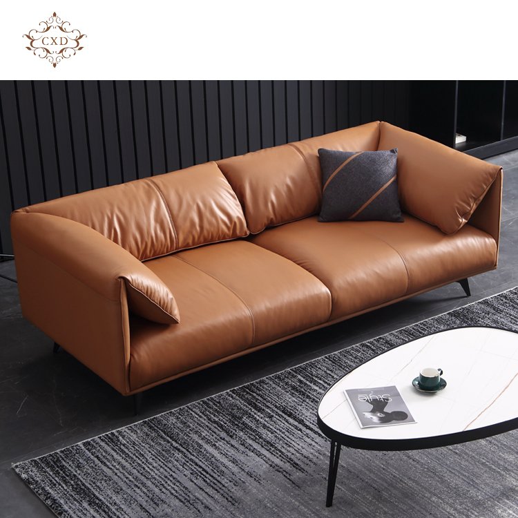 Luxury Italian 3 Seater Living Room Upholstery Furniture Set Modern Combination Leather Leisure Sofa