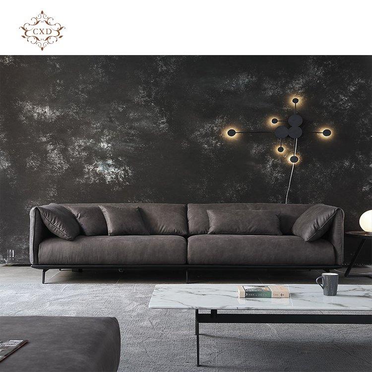 Luxury Italian 3 Seater Living Room Upholstery Furniture Set Modern Combination Leather Leisure Sofa