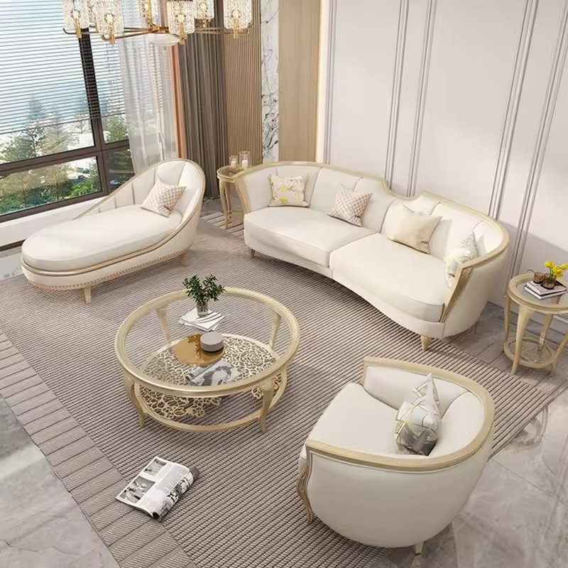 American Solid Wood Sofa Luxury 123 Combination Of Large Villa Couchs Cream Wind Living Room Sectional Sofa