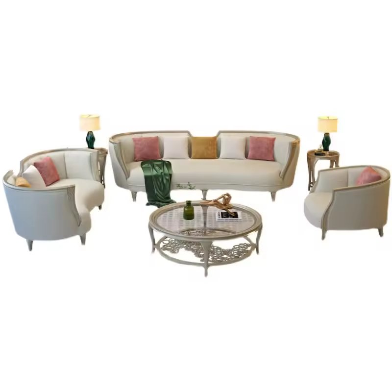 American Solid Wood Sofa Luxury 123 Combination Of Large Villa Couchs Cream Wind Living Room Sectional Sofa