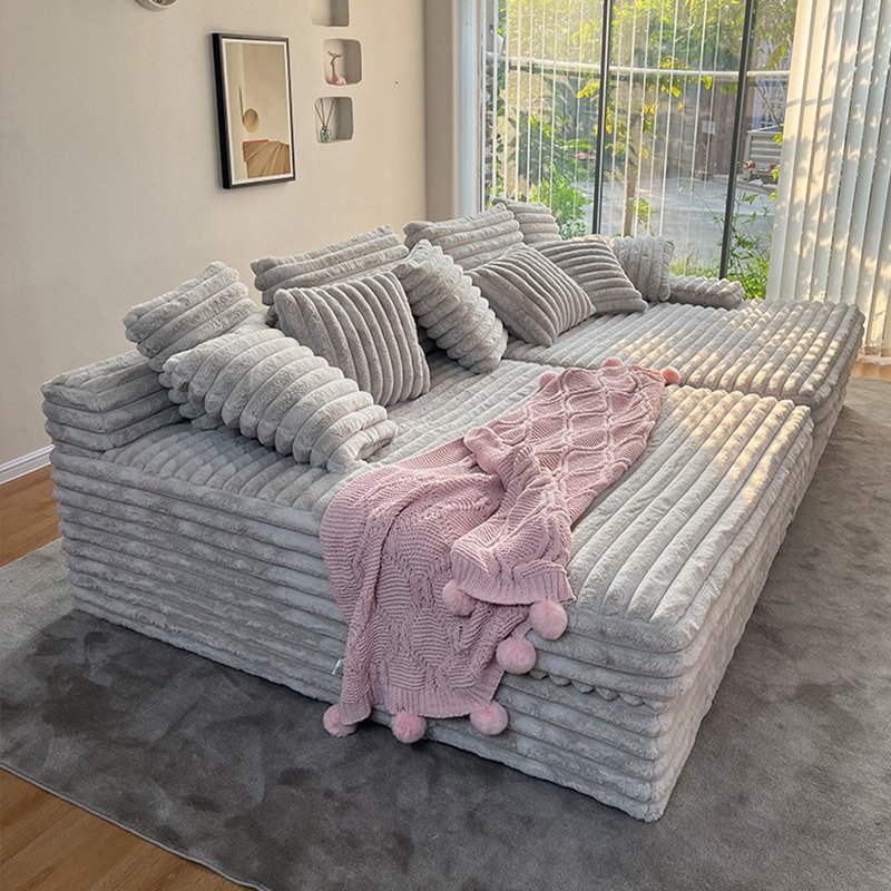 Modern Chaise Lounge Furniture Corduroy Fabric Loveseat Cinema Sleeper Sofa Living Room
