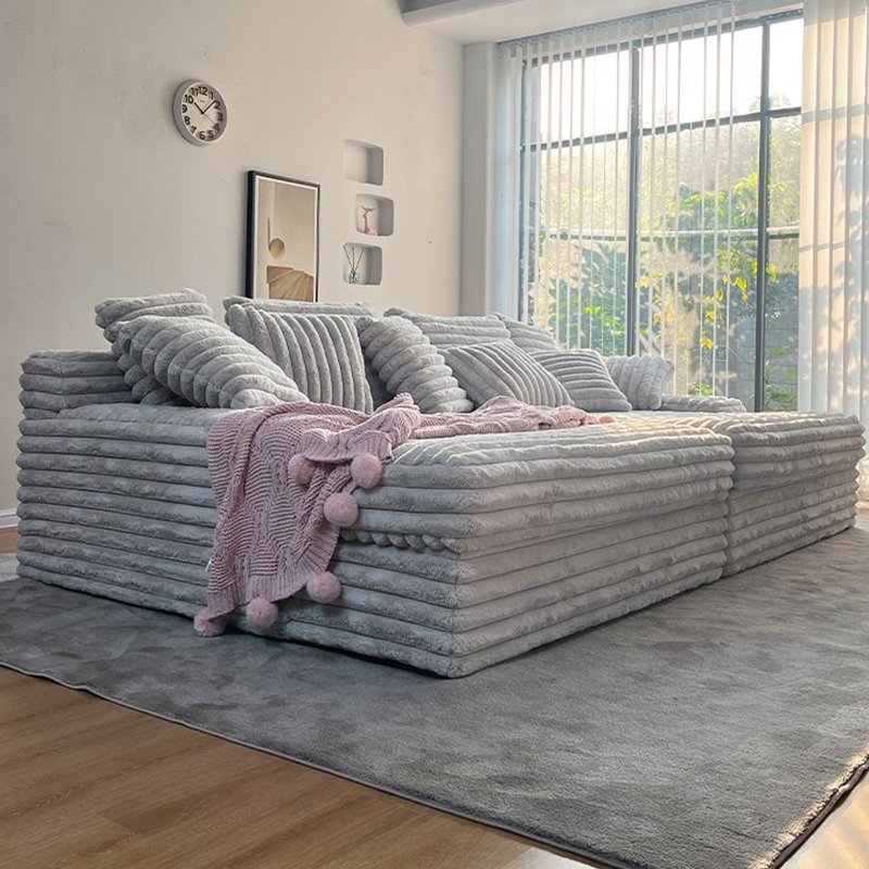 Modern Chaise Lounge Furniture Corduroy Fabric Loveseat Cinema Sleeper Sofa Living Room