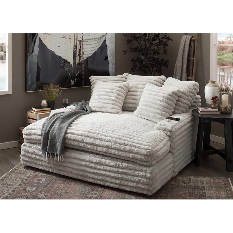 Modern Chaise Lounge Furniture Corduroy Fabric Loveseat Cinema Sleeper Sofa Living Room
