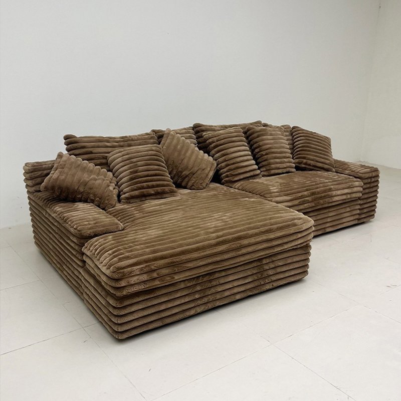 Modern Chaise Lounge Furniture Corduroy Fabric Loveseat Cinema Sleeper Sofa Living Room