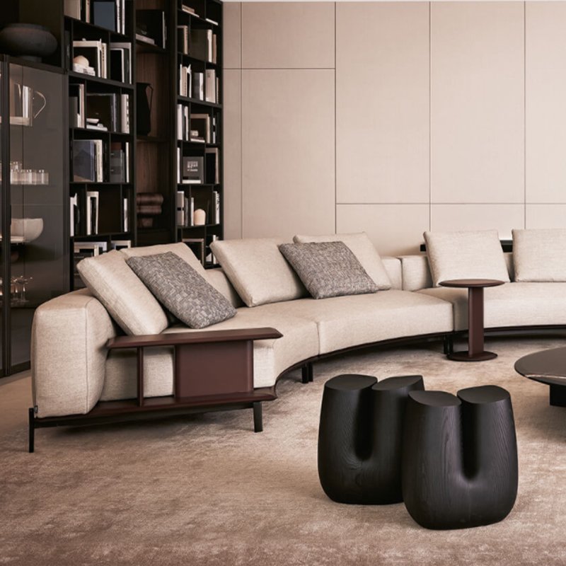 Fashionable light color cloth art sofa Italian minimalist living room arc corner combination living room sofa