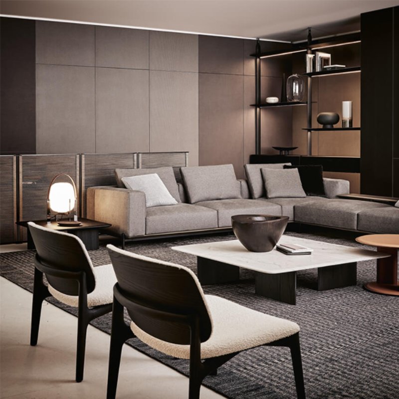 Fashionable light color cloth art sofa Italian minimalist living room arc corner combination living room sofa