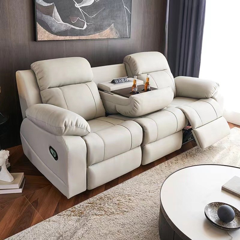 Electric recliner 2-3 seater sofas chair living room classic Upholstery Leather Sofa down feather for home