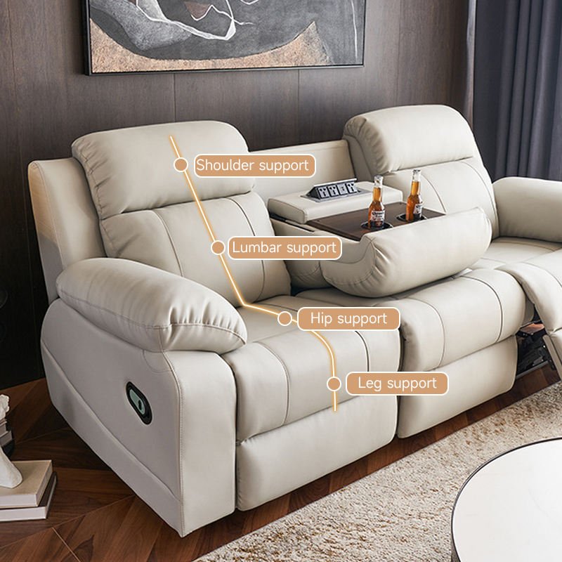 Electric recliner 2-3 seater sofas chair living room classic Upholstery Leather Sofa down feather for home