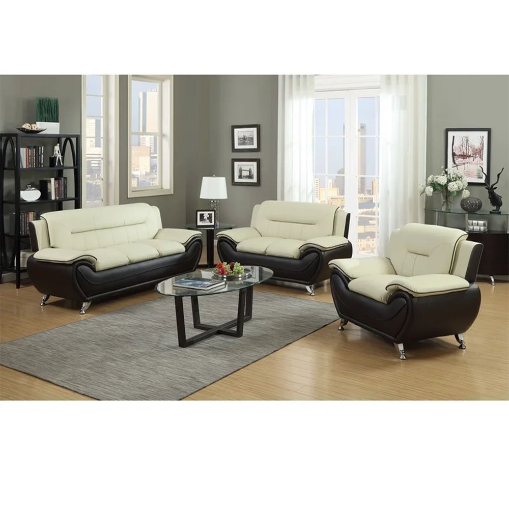 Factory Wholesale 1 2 3 Combination Sectional Sofa Classic Leather Office Sofa Couches Black Living Room Sofa Set Furniture