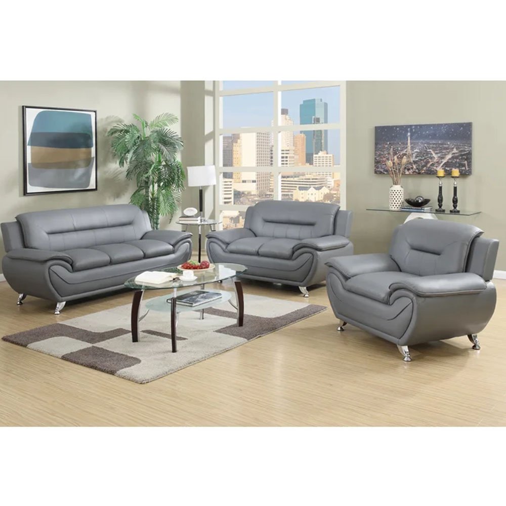 Factory Wholesale 1 2 3 Combination Sectional Sofa Classic Leather Office Sofa Couches Black Living Room Sofa Set Furniture