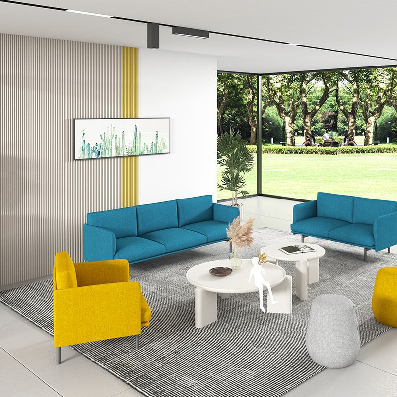 Office furniture commercial modern l shape fabric reception sofa couch office sofa set furniture
