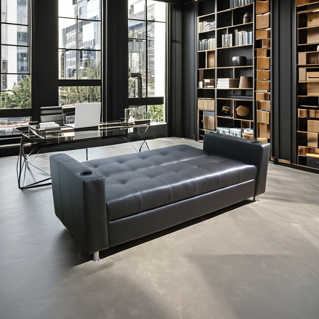 Modern Design Living Room Furniture Arms Folding Leather PU Flat Futon Storage Chesterfield Sofa Cum Bed With Cup Holder