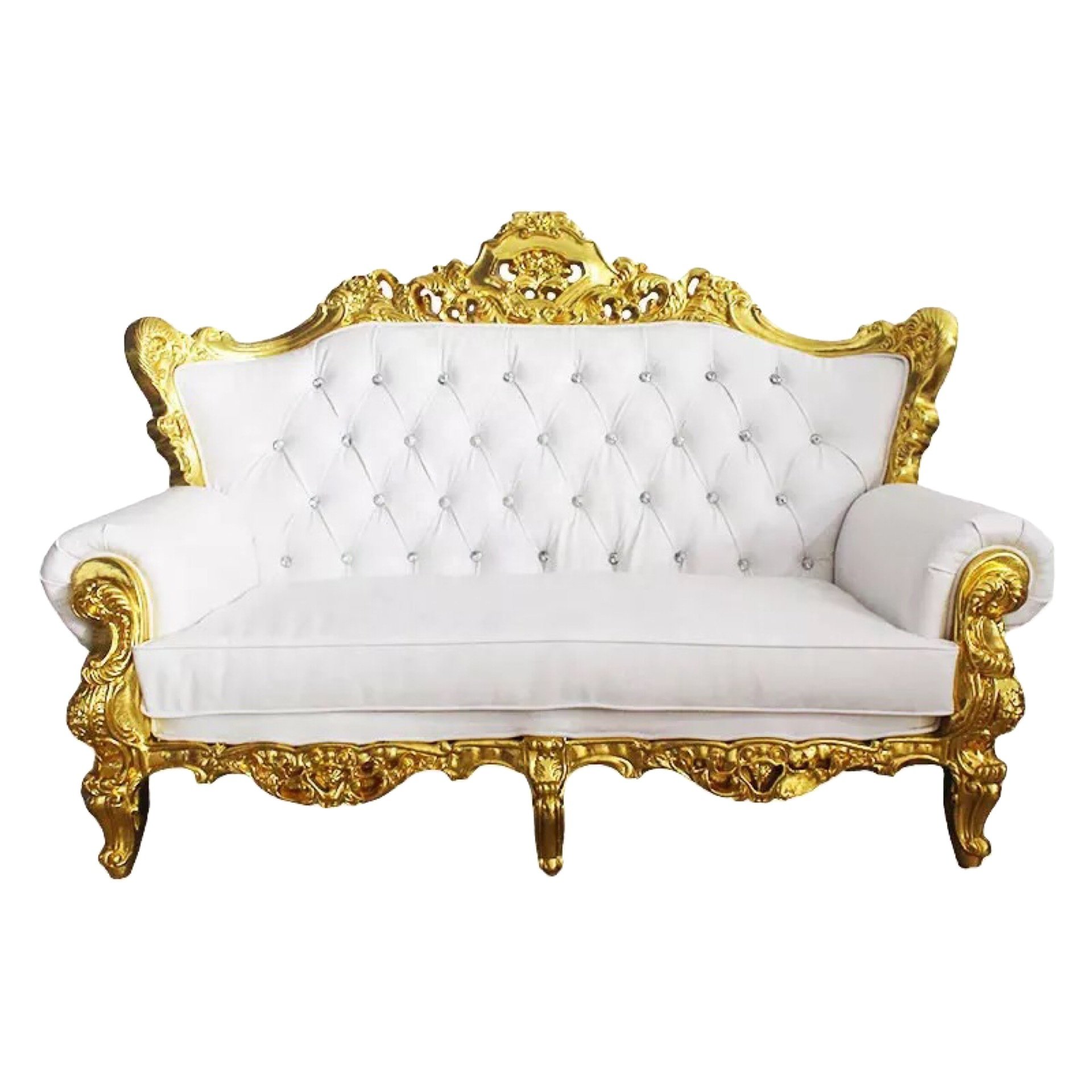 Luxury royal king throne groom bride golden wooden wedding party sofa chair