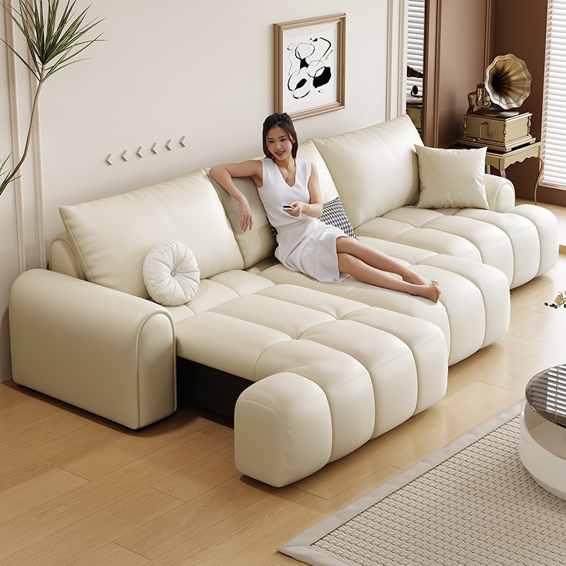 Factory Cost Custom Electric Leather Sofa Bed Variable Retractable Function Living Room Sofa Bed