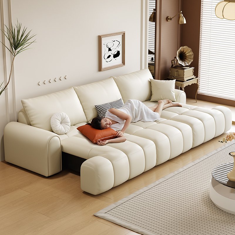 Factory Cost Custom Electric Leather Sofa Bed Variable Retractable Function Living Room Sofa Bed