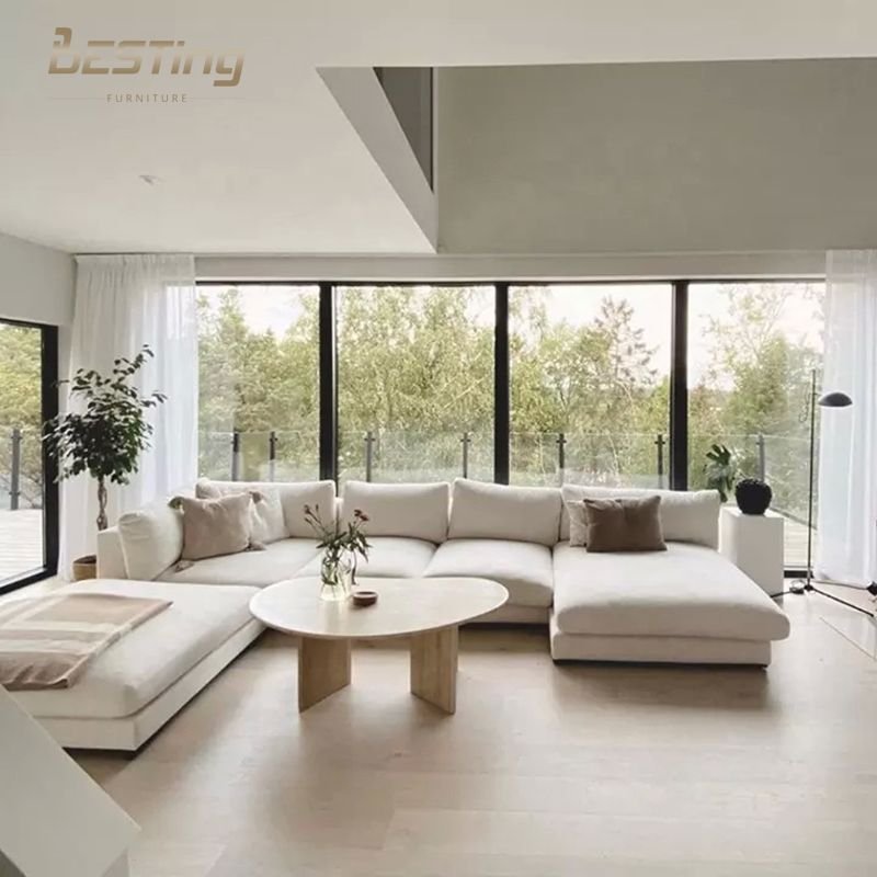 Nordic style custom made white fabric office upolstery sofa living room sectional couch sofa