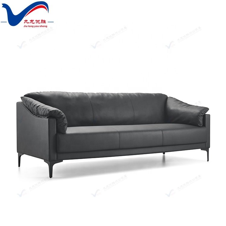 Reception Leather Sectional Sofa 1+1+3 Recliner Office Sofa Set Leather With Lumbar Support Executive Waiting Room Sofa