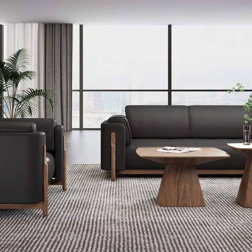 High Leather 1+2+3 Office Sofa Set Leisure Seating Quality Modern Design Office Sofa Set Furniture For General Commercial Use