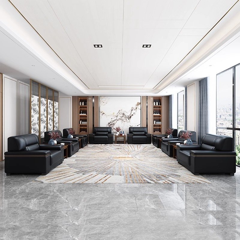 Modern business office sofa office reception luxury woodencomfortable leather sofa furniture hotel lobby furniture sofa