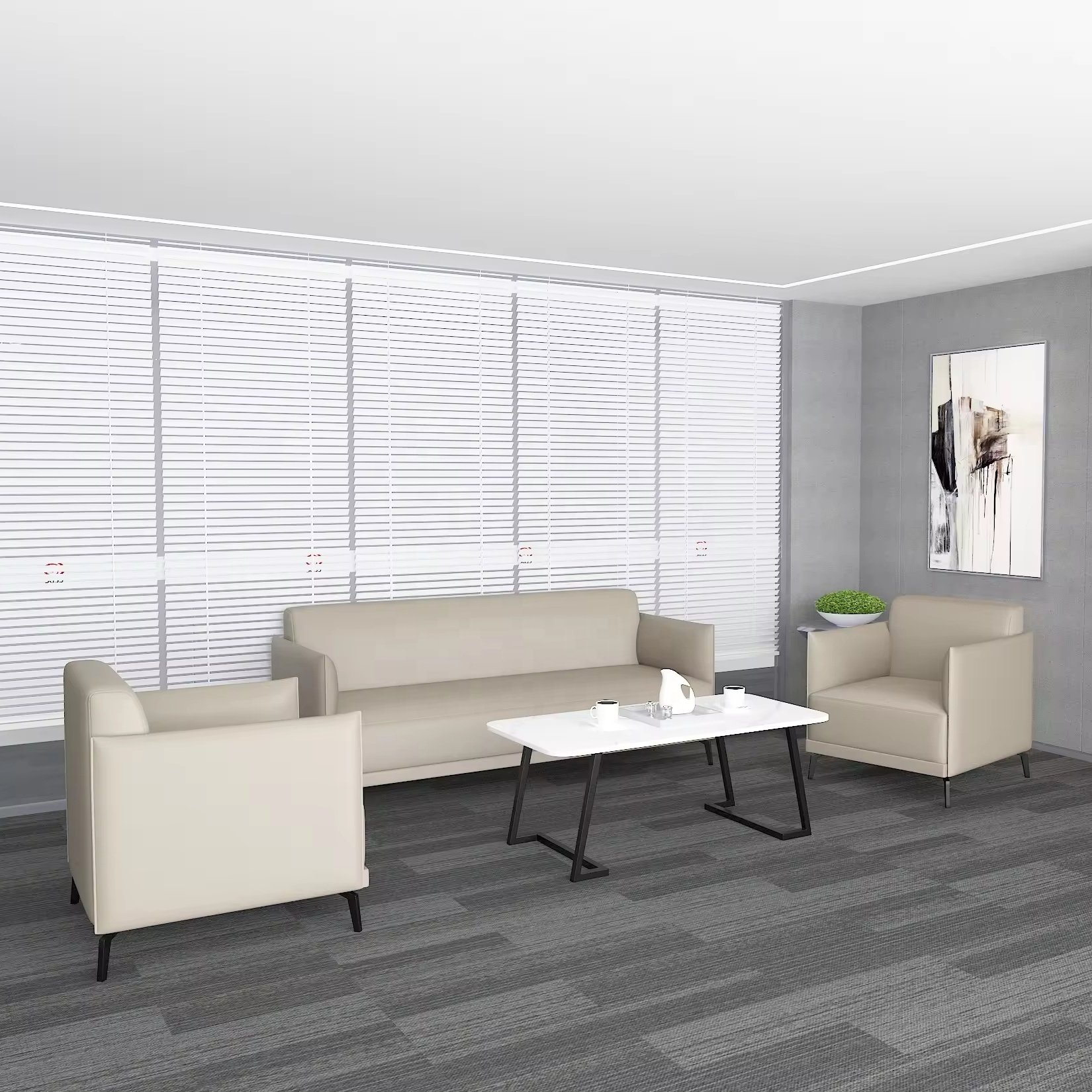 Modern Leather Office Sofa Set Hotel Furniture Sofa Modular Executive PU Leather Office Sofa Table Set